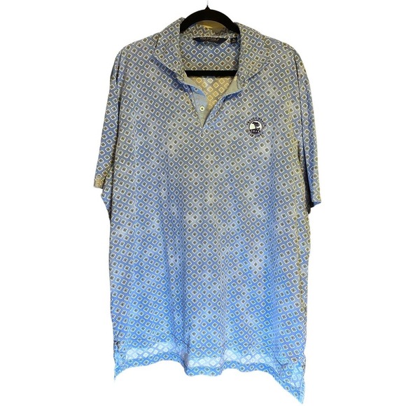 PEBBLE BEACH Classic Jersey Polo by Ralph Lauren XL Unique Blue print- - Picture 1 of 6